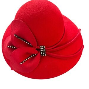 Mr Hi's Vintage Red Wool Fascinator Hat